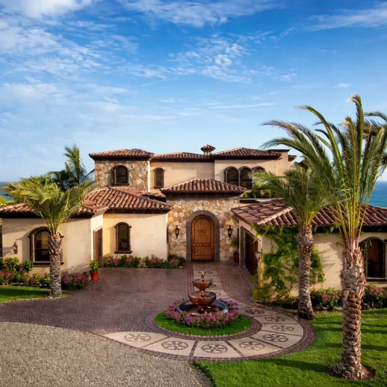 Novaispania residence with fountain courtyard and palm trees